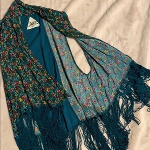 Floral Fringe Vest